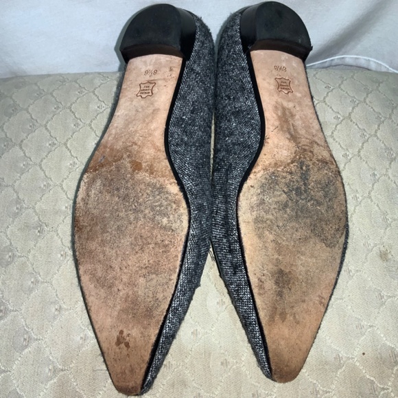 Talbots Ballet Flats Loafers Shoes Size 8.5B Black White tweed leather sole - Picture 7 of 8